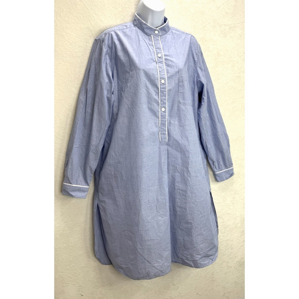J. Peterman Women's Blue Long Sleeve Tunic Cotton Popover Top Size Large - Picture 3 of 9